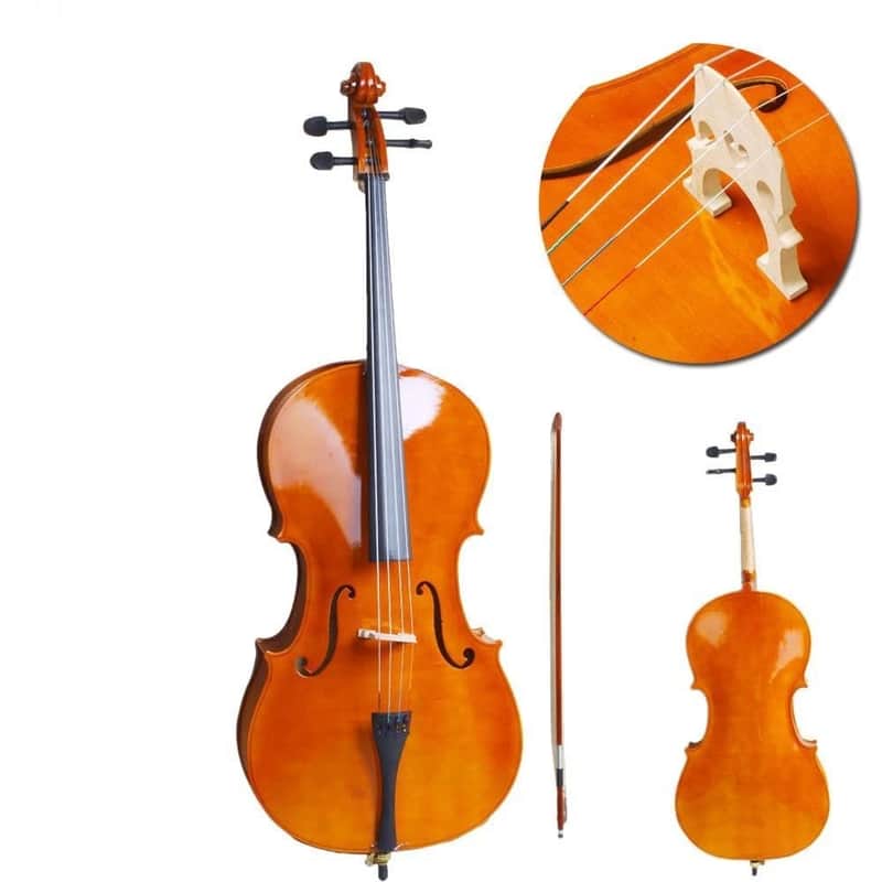 Cello 4/4 Full Size Natural Color BassWood for School Natural Color With Bag image 1