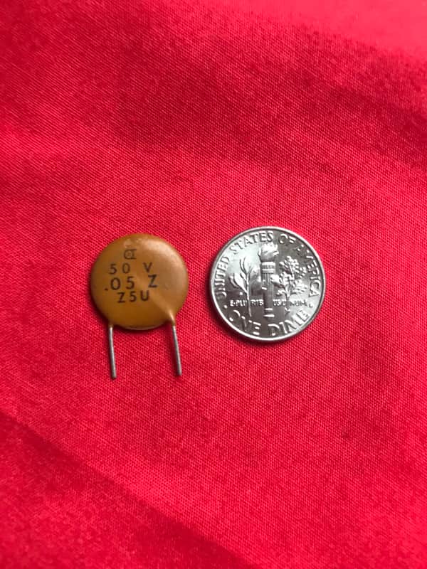Circle D .05 uF 50V Capacitor Ceramic Disc .05Z Z5U type that was utilized in 1970s Stratocasters image 1