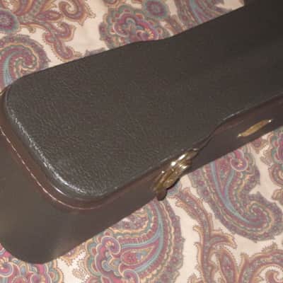 lightly handled (late 90s-early 00s) Taylor Grand Concert Deluxe Brown Hardshell Case (5200-54 but reg black lining) textured dark brown vinyl over 3-ply wooden structure, Foam padding covered w/ reg black plush  lining, brass plated HW, leather handle image 20