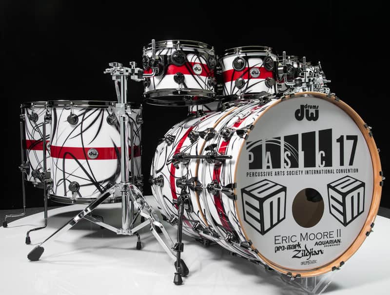 DW Collector's Series Custom 10pc Kit White Contrails with Rally Stripe image 1