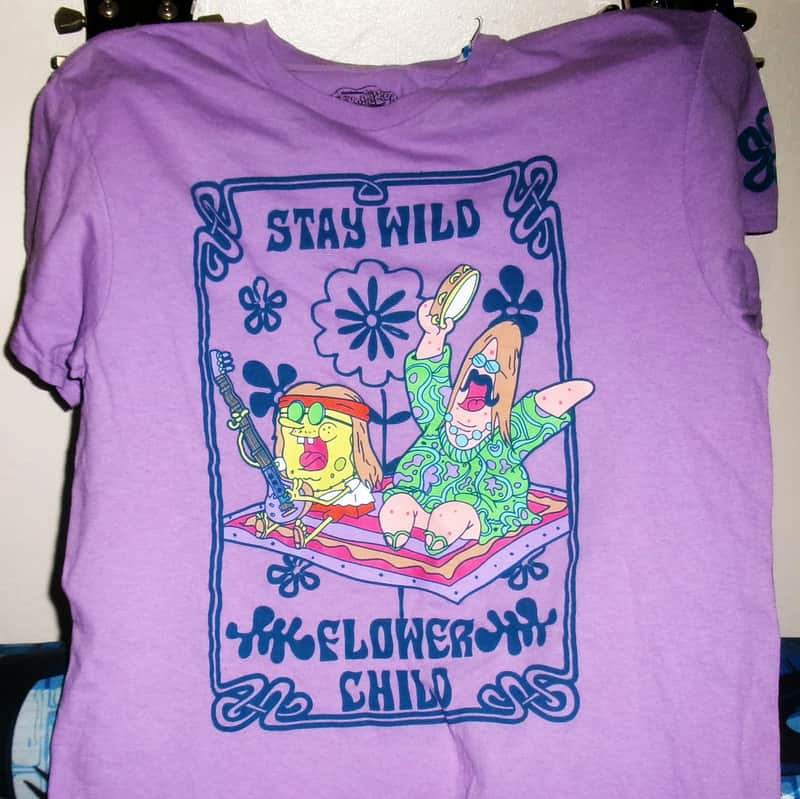 stay wild flower child official sponge bob m tee - music 1960s groovy hippie woodstock love peace jimi janis image 1