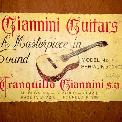 Vintage 1966 Giannini Model 6 Classical Guitar – Original Melody Music Co. Receipt & Case - Made in Brazil image 2