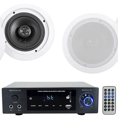 Rockville BLUAMP 150 Home Stereo Bluetooth Amplifier+(4) 6.5" Ceiling Speakers image 1