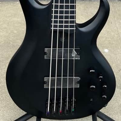 Ibanez BTB625EXBKF Iron Label 5-String Electric Bass Guitar, Flat Black 10lb1oz image 1