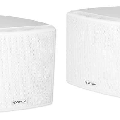 (4) Rockville Cube 3.5" 30w RMS White Home Theater Wall Speakers+Swivel Brackets image 1