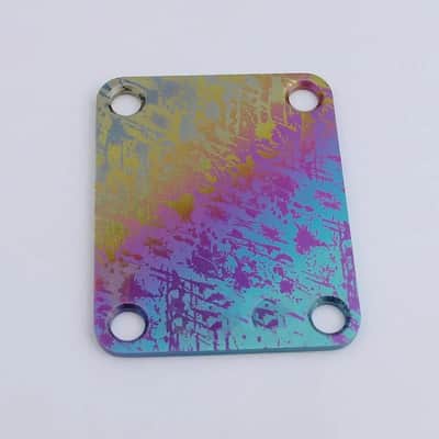 Rainbow Finish Titanium Alloy Guitar and Bass Neck Plate image 2