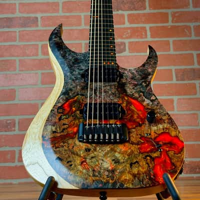 Schecter USA Custom Shop Sunset Extreme 7-string Electric Guitar - Natural Satin Stabilized Burl Top image 8