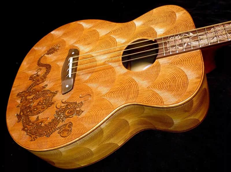 Blueberry Handmade Acoustic Bass Guitar Dragon Motif Bild 1
