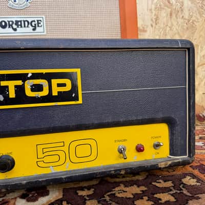 Vintage 1970s Carlsbro 50 Top Custom Colour Blue Guitar Valve Amplifier Head image 4