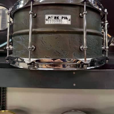 Pork Pie PP7X13PB Patina Brass 7x13" Snare Drum with Tube Lugs 2010s - Green Patina Brass image 1