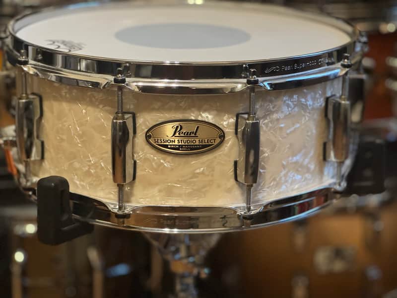 Pearl STS1455S/C405 Session Studio Select 14x5.5" Snare Drum 2018 - 2020 - Nicotine White Marine Pearl image 1