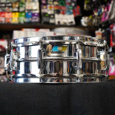 Vintage 1980s Ludwig USA Supraphonic 5x14" Chrome Plated Aluminum Snare Drum image 1