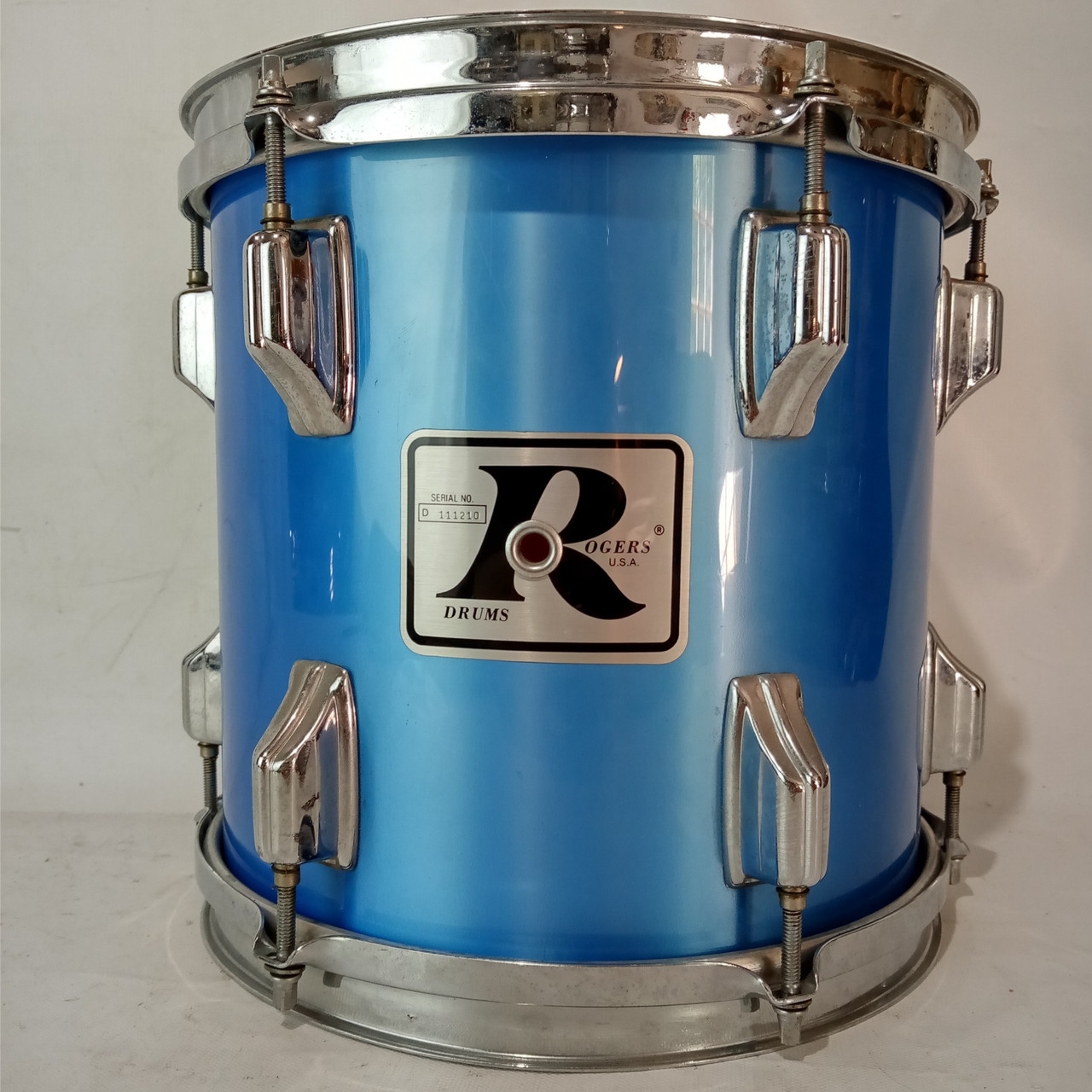 Rogers 10x10" XP8 Blue Mist Tom Drum 8Ply Keller 100% Rock Maple Vintage 80s USA — main photograph