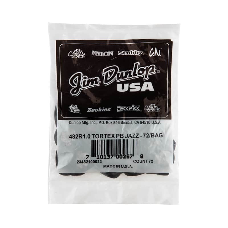 Dunlop 482R1.0 Tortex® Pitch Black Jazz III Guitar Picks -- 72 Picks image 1