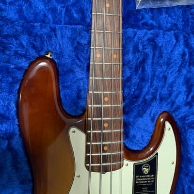 Fender 75th Anniversary Commemorative Jazz Bass 2021 - 2-Color Bourbon Burst image 3