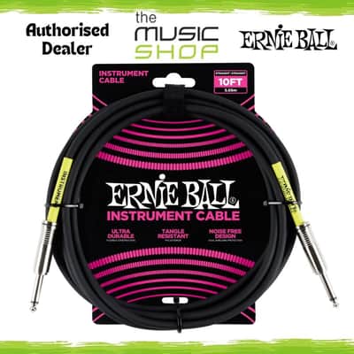 Ernie Ball 10ft Classic Black Instrument/Guitar Cable, Straight/Straight - 6048 image 1