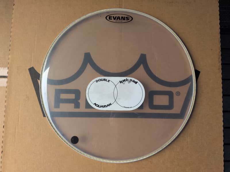 Evans Clear Genera G1 16" Drum Head with Aquarian Double Kick Impact Patch - 16" 2000 - 2020 - Clear image 1