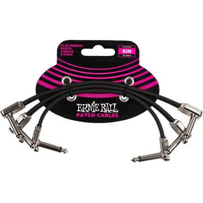 Ernie Ball 6221 Cables instrument patch pack de 3 - coudé fin & plat - 15 cm image 1