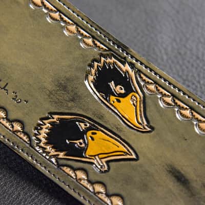 Guitar Leather strap 3.5" Black Crowes this is custom but will show anything can go on a strap image 5
