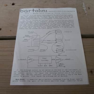 Vintage Late 1980's Bartolini TCT Bass-Mid-Treble Tone Control Instruction Sheet! Rare, Original! image 1