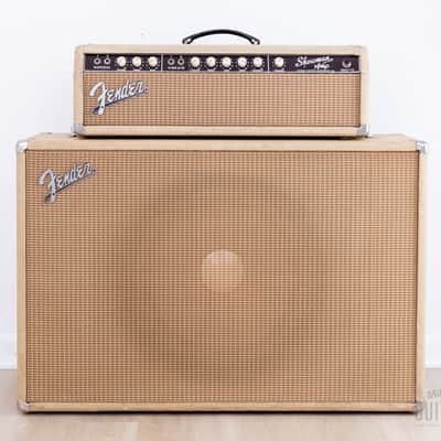 1963 Fender Showman Blonde Brown Panel Vintage Piggyback Tube Amp 1x15 Tone Ring w/ JBL D130F image 2