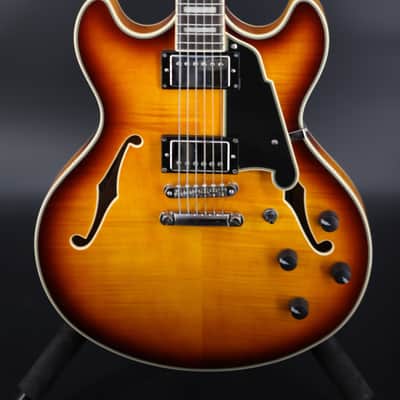 D'Angelico Premier DC Semi-Hollow Double Cutaway with Stop-Bar Tailpiece 2023 - Present - Dark Iced Tea Burst image 2