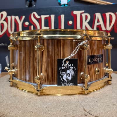 Exotic Drum Co. 14x6" Zebrawood Stave Snare Drum - Natural Oil image 8