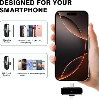Wireless Lavalier Microphone for iPhone/Android - Dual Mini Noise Canceling Mic with Charging Case(30H), USB-C/Lightning Clip-on Microphone for Video Recording Streaming Podcast Vlogging(Black) image 2