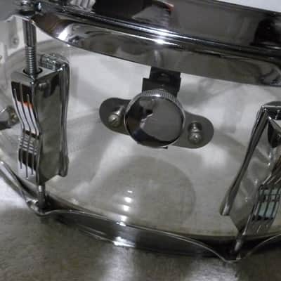 LUDWIG VISTALITE Snare Drum 5 x 14 Clear Acrylic Shell ALL Original 70s Blue & Olive Badge 10 Lug EC image 3
