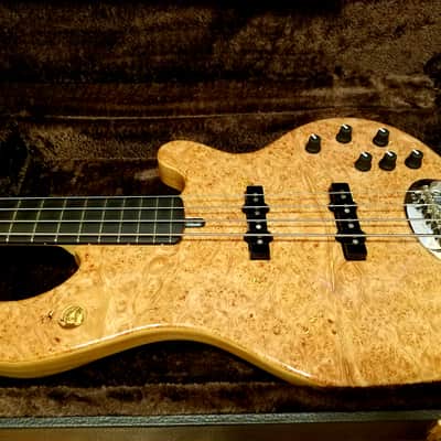 LAKLAND BASS - custom USA made 4 string, 35" scale, amazing A+++ burl maple top image 1