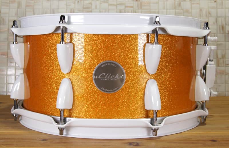 Click Custom 10ply Maple 6x12 Snare Drum Orange Misty Sparkle image 1