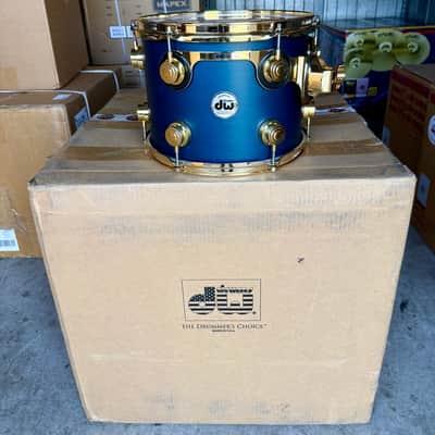 DW Collectors Maple 3pc Shell Pack - Regal Blue Satin Oil With Gold HW image 5