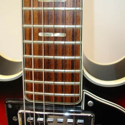 1970's Univox Coily U1825 Semi-Hollow Electric Guitar, Sunburst w/ Case image 10