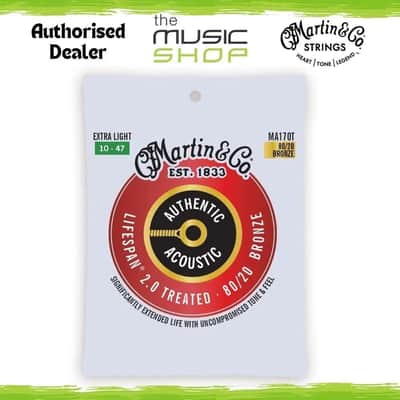 Martin Authentic Lifespan 2.0 Treated Acoustic Guitar Strings, 10-47 - MA170T image 1