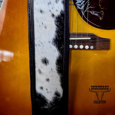 The Midnight Range - Handcrafted Full-Grain Leather Guitar Strap with Hair-on Cowhide image 3