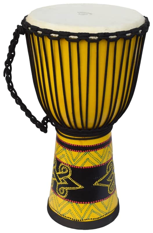 ECKO - 60CM PAINTED DJEMBE - YELLOW DESIGN image 1