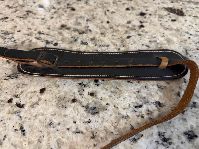 Vintage Leather Guitar Strap 60s? - Black image 1
