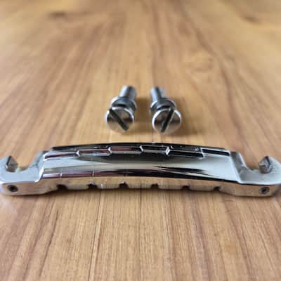 Vintage 1960's Gibson Chrome Compensated Wraparound Tailpiece w/ Studs! image 2