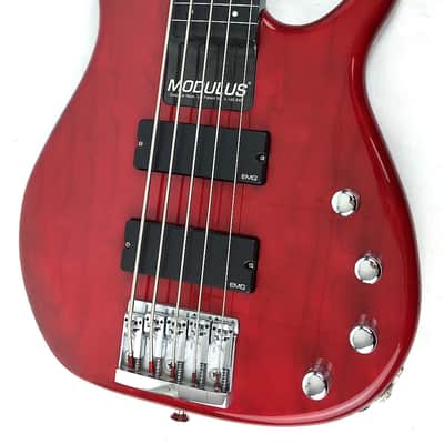 Modulus Quantum Five-String Fretless - Transparent Cherry image 1