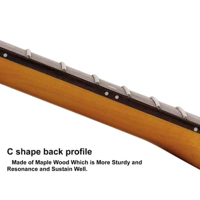 22-fret ST Yellowish Matte Electric Guitar Neck Canadian Maple,Cow Bone Nut image 4
