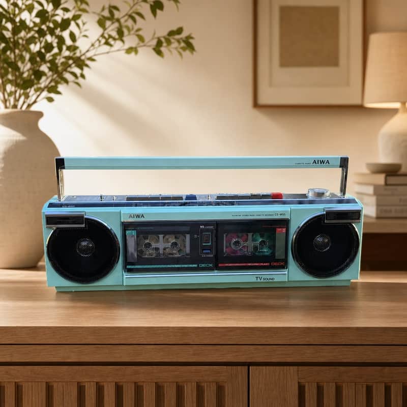 AIWA CS-W55 Rare Vintage Mint Boombox Getto blaster Warranty Tested image 1