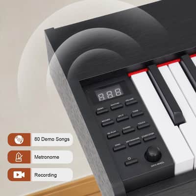 88 Key Digital Piano with Semi-Weighted Keys, Full Size Electric Keyboard for Beginners & Adults, Realistic Touch, Built-in Speakers, Sustain Pedal, Ideal for Home Practice & Learning, Black image 3
