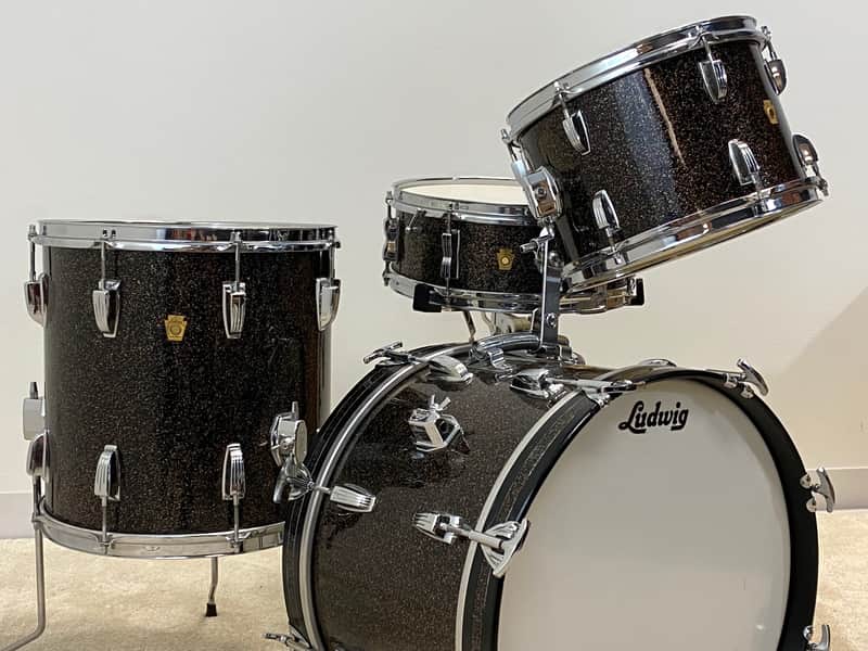 Ludwig 12x18"/8x12"/14x14"Jazzette w/ 5x14" Jazz Fest - Finest known. VIDEO. Rare Black Galaxy image 1