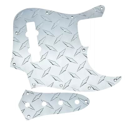 Jazz Bass Diamond Plate Metal Pickguard and Control Plate - Chrome image 2