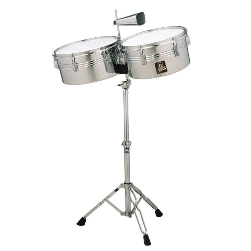 LP Aspire Steel Timbale Set - 13" + 14" w/Cowbell and Stand image 1