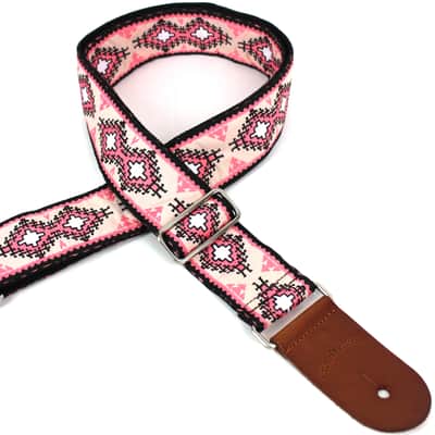 Walker & Williams H-35 Vintage Series Pink & White Southwest Diamond Design With Thick Leather Ends image 6
