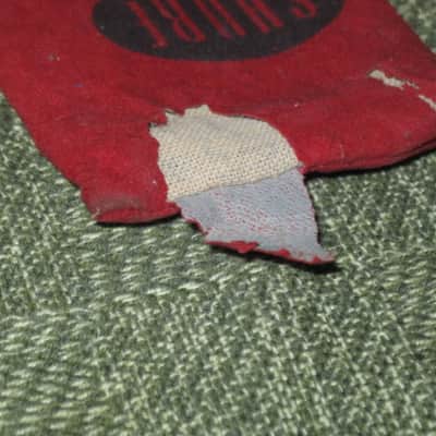vintage Shure microphone pouch 1960s / 1970s - Outer areas: red thin velvet with black graphic / Inner areas: tan thin canvas (11 & 1/8" x 3") image 21