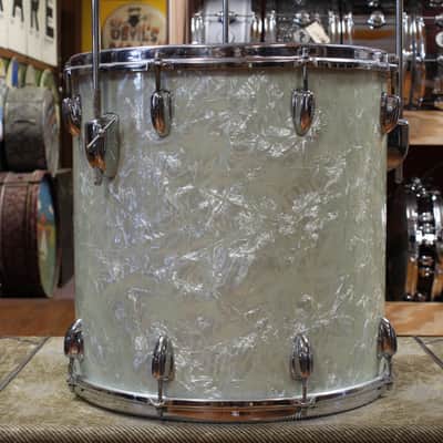 1960s Slingerland Gene Krupa Deluxe Outfit in White Marine Pearl 14x20 9x13 16x16 image 11