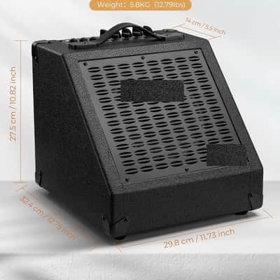 Electric Drum Amp 40W Professional Amplifier Speaker, 3 Inputs 3 Band EQ Wireless Electronic Drum Monitor, Keyboard Speaker Includes Power Cable, Black image 2