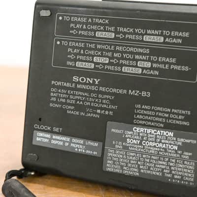 Sony MZ-B3 Portable MiniDisc Recorder (NO POWER SUPPLY) CG01NE0 image 16
